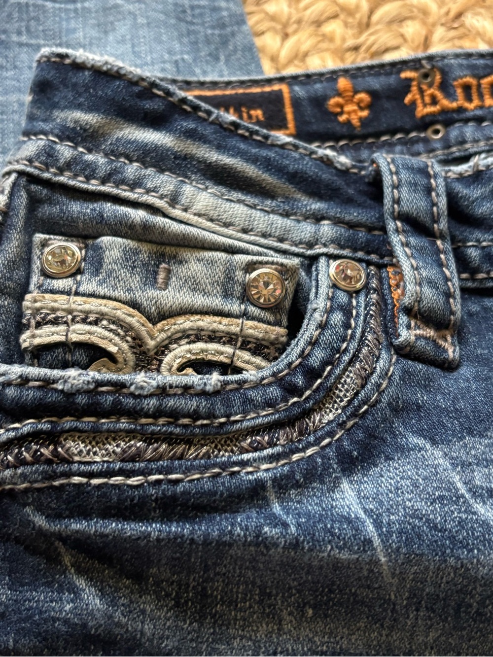 Rock Revival Distressed Blue Skinny Jeans Size 27 - Picture 8 of 14